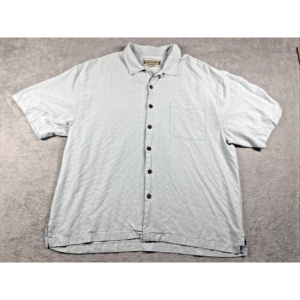 Jamaica Jaxx Men's Button-Up Short Sleeve Textured Shirt Light Blue Size XXL